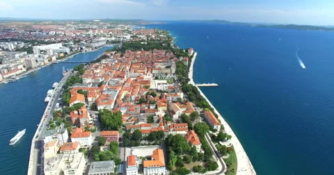 Aerial view of Zadar, Croatia Stock Footage