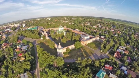Aerial view on Zaraysk kremlin Stock Footage 72175174