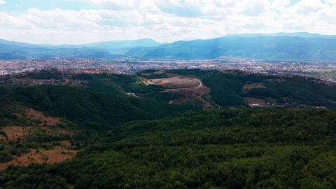 Aerial View From Zuc Hill Towards Sarajevo Valley Landscape Stock-Footage 343149259