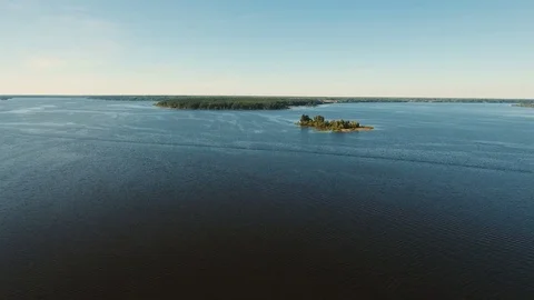 Aerial View.Landscape of the field, lake. Stock Footage