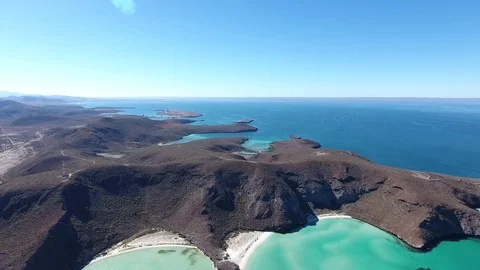 Aerial views from Balandra beach, Baja California Sur, Mexico. Stock Footage 72016110