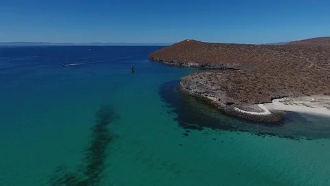 Aerial views from Balandra beach, Baja California Sur, Mexico. Stock Footage 79904328