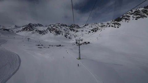 Aerial views from a cable car on the ski slopes Stock Footage 102851754