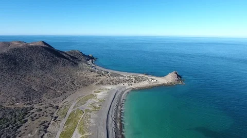 Aerial views from cabo pulmo, Baja California Sur, Mexico. Stock Footage 80069043