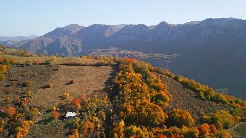Aerial Views of Cerna Valley, Inelet, Carpathian Mountains Stock Footage 291815587