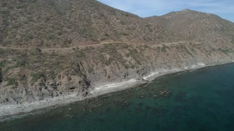 Aerial Views of the Coastal Desert of Baja California Sur Stock Footage 302887553