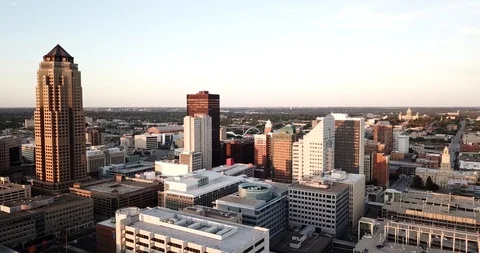 Aerial Views Of Des Moines Iowa Stock Footage
