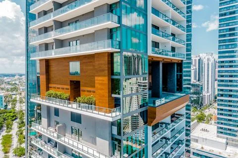 Aerial Views of ECHO Brickell Stock Photos