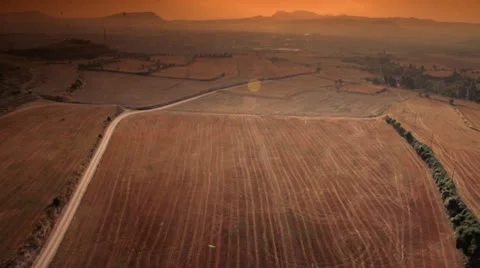 Aerial views of fields red Stock Footage 9121152