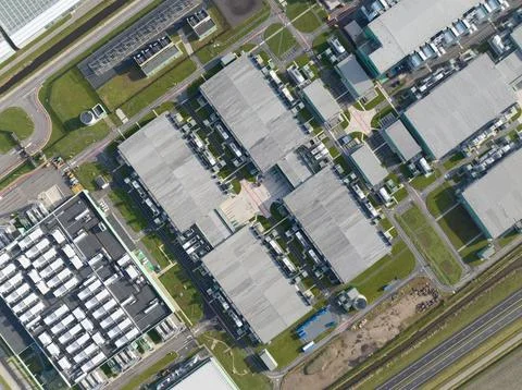 Aerial views of hyper scaler, North Holland, The Netherlands. Stock Photos