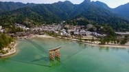 Aerial Views Of Itsukushima Miyajima At Hiroshima Japan Stock Footage