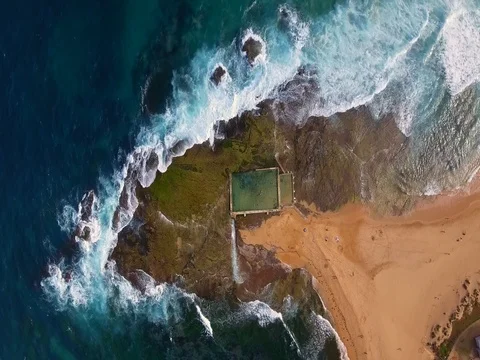 Aerial views of Mona Vale Beach in Sydney Australia Stock-Footage 84674164