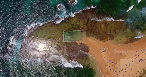Aerial views of Mona Vale Beach in Sydney Australia Stock-Footage 84674286