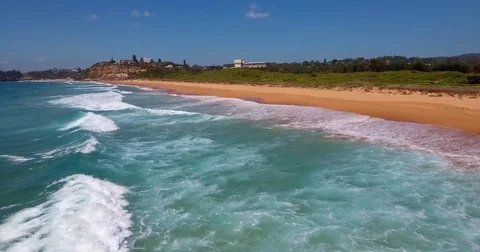 Aerial views of Mona Vale Beach in Sydney Australia Stock-Footage 84674385