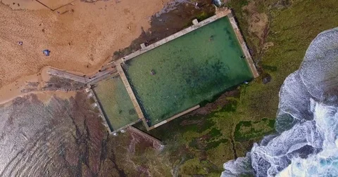 Aerial views of Mona Vale Beach in Sydney Australia Video stock 84675445