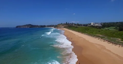 Aerial views of Mona Vale Beach in Sydney Australia Video stock 84675894