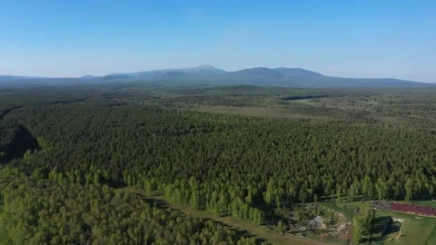 Aerial views of Mount Iremel in cloud, the Southern Urals. Nikolayevka Stock Footage 168640978