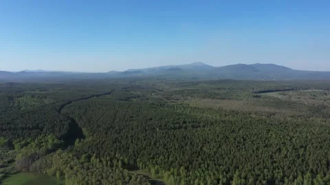 Aerial views of Mount Iremel in cloud, the Southern Urals. Nikolayevka Stock Footage 170313855