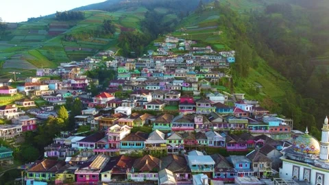 Aerial views of Nepal van Java. Sumbing Mountain Indonesia Video stock 288636560