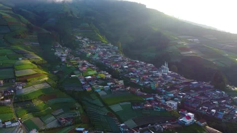 Aerial views of Nepal van Java. Sumbing Mountain Indonesia Video stock 288636563