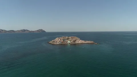 Aerial Views of Pardito Island, Baja California Sur Stock Footage 302832753