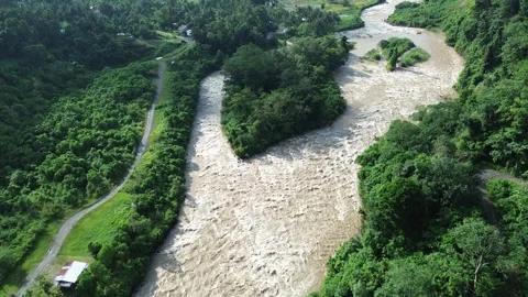 Aerial Views River Flow Stock Footage 259537454