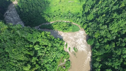 Aerial Views River Flow Stock Footage 259537857