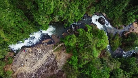 Aerial views of a river stream in Da Lat Vietnam. Stock Footage 84670468