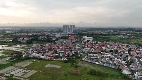 Aerial Views of Scenic Suburbs in Gresik City Stock Footage 313105857