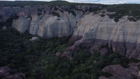 Aerial Views of Serra da Capivara National Park | Caatinga Biome, Brazil Stock Footage 336983425