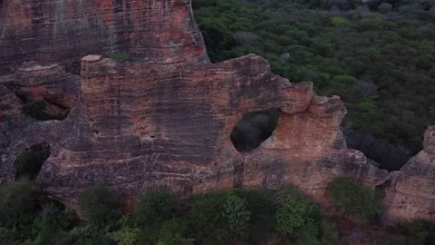 Aerial Views of Serra da Capivara National Park | Caatinga Biome, Brazil Stock Footage 336983473