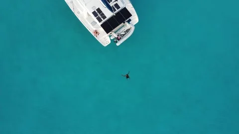 Aerial views of the stunning Bora Bora Atoll; French Polynesia Stock Footage 254366103