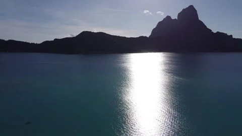 Aerial views of the stunning Bora Bora Atoll; French Polynesia Stock Footage 254366141