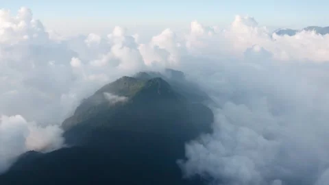 Aerial Views of Taiwan's Central Mountain Range: Sunset and Sea of Clouds Stock Footage 242580376
