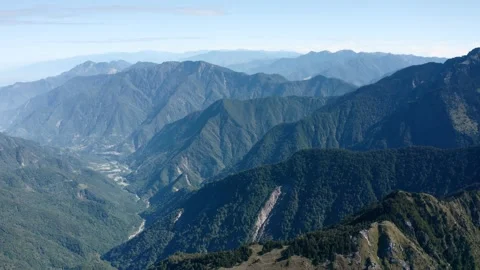 Aerial Views of Taiwan's Central Mountain Range: High Mountains and Valleys Stock Footage 242580659