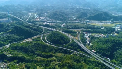 Aerial Views of Taiwan's Highway Interchanges Stock Footage 240853219