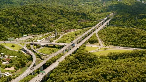 Aerial Views of Taiwan's Highway Interchanges Stock Footage 240853223