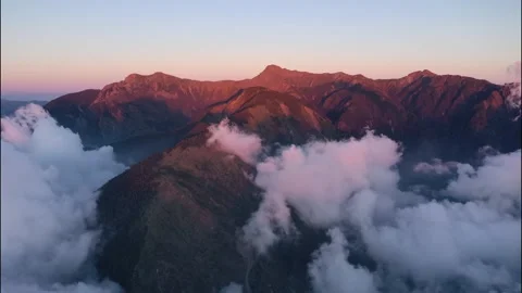 Aerial Views of Yushan Mountain Range at Dusk Stock Footage 242580471
