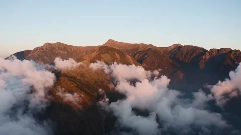 Aerial Views of Yushan Mountain Range at Dusk Stock Footage 242580511