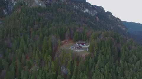 Aerial of villa in forest Stock Footage 63463441