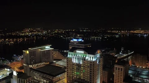 Aerial Virginia Norfolk July 2017 Night 4K Inspire 2 Stock Footage
