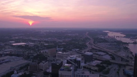 Aerial Virginia Norfolk July 2017 Sunrise 4K Inspire 2 Stock Footage
