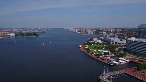 Aerial Virginia Norfolk July 2017 Sunny Day 4K Inspire 2 Stock Footage