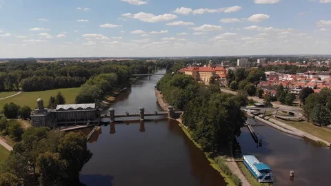 Aerial Vision Podebrady Castle Stock Footage 92164595