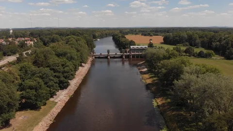 Aerial Vision Podebrady Castle Stock Footage 92164792