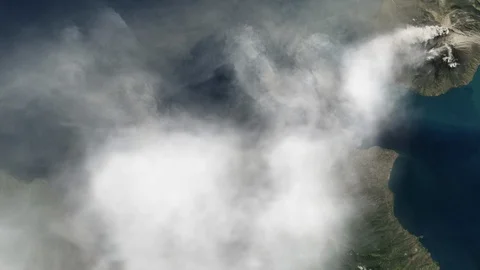 Aerial volcano eruption Video stock 123387270