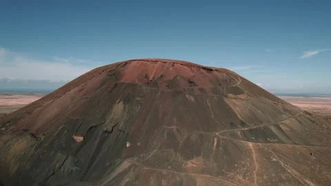 Aerial Of Volcano With Zig Zag Trail In Canary Islands Stock Footage 331389371
