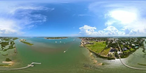 Aerial VR 360 video St Augustine Florida Castillo de San Marcos National Mo.. Stock Footage 337421709