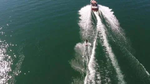 Aerial of Wakeboarder Stock Footage 71604928