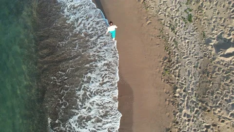 Aerial walking beach Stock Footage 229650130